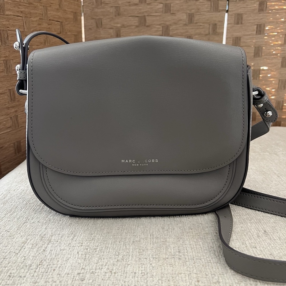 Marc Jacobs New York Rider Gray Genuine Leather Crossbody‎ Shoulder Bag Purse